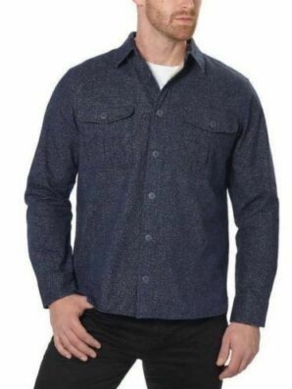 Men's Navy Button-Up Shirt Jacket